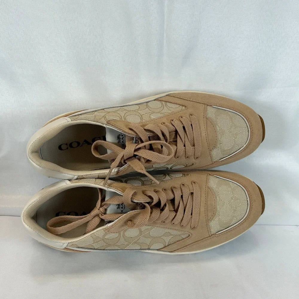 Coach C152 Sig Tech Runner Light Khaki Chalk G5057 Womens 11 B Sneaker